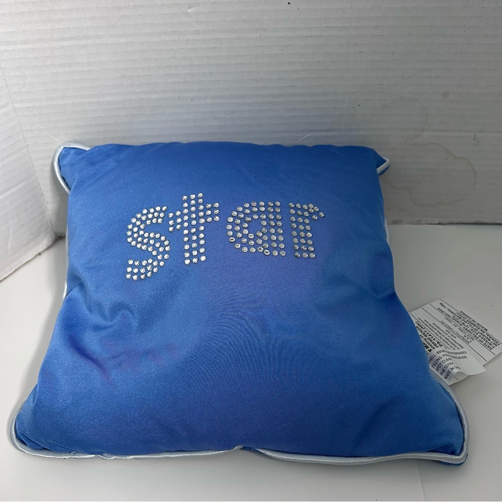 Blue Star Pillow with Rhinestone Design